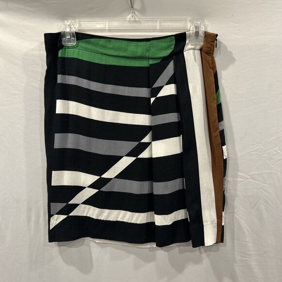 Derek Lam Skirt Womens XS Stripe Design Nation Mini Pockets Grap Surf Parrot - Picture 1 of 7